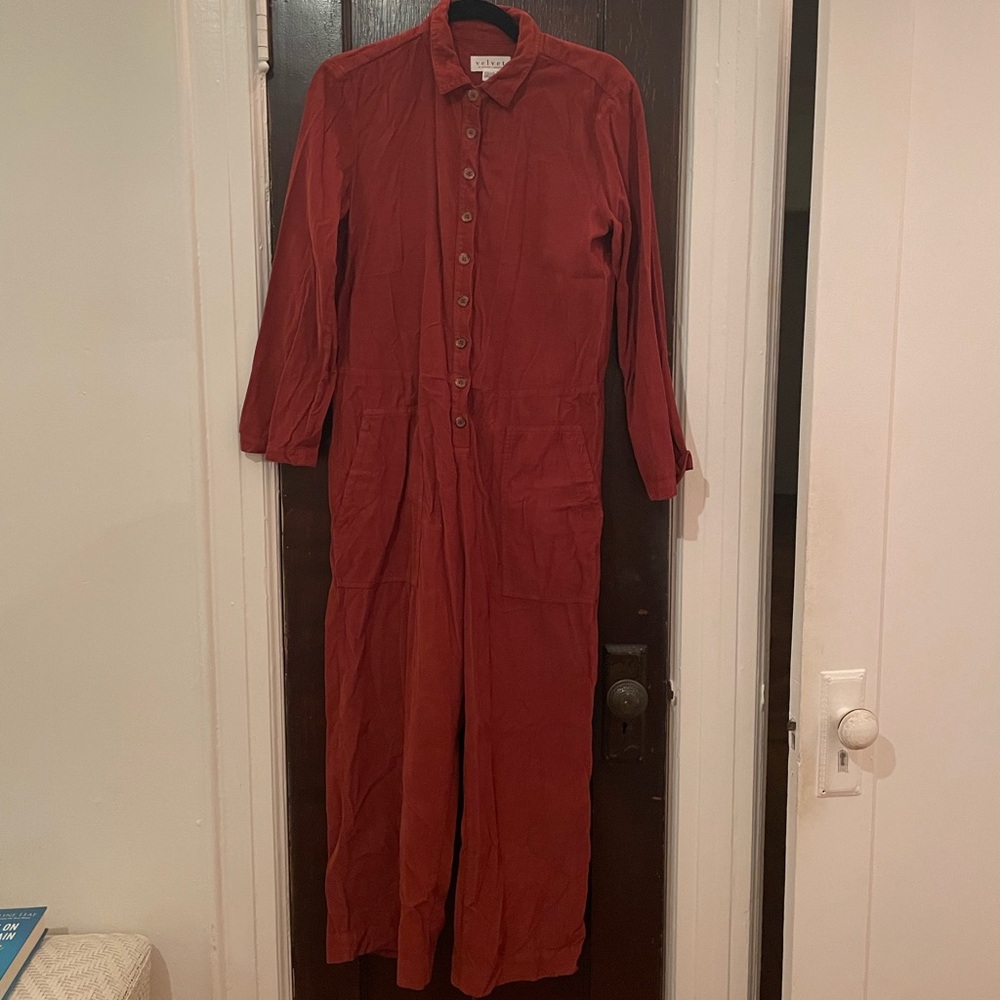 Velvet red jump suite